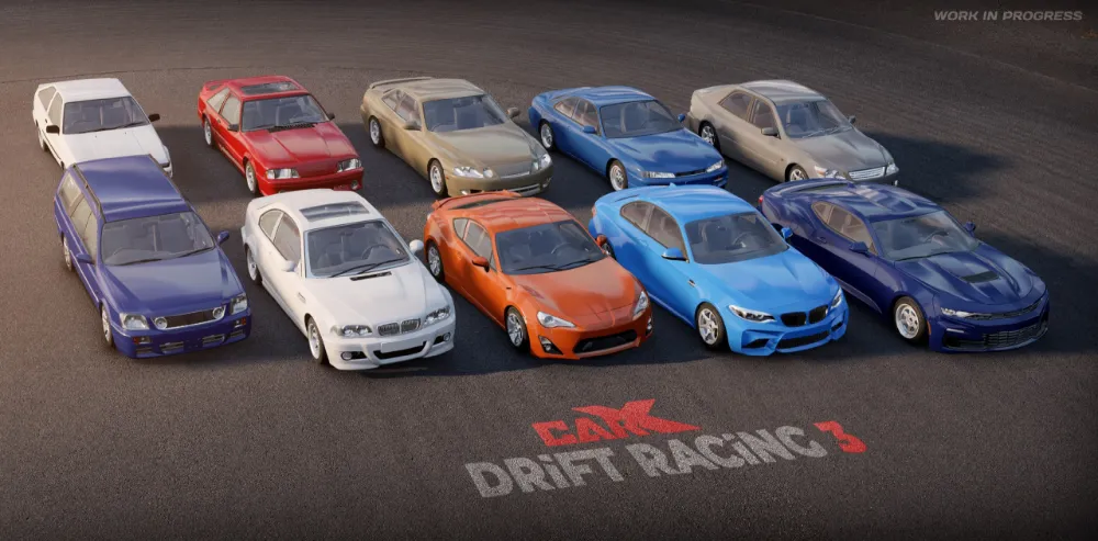 Все автомобили, которые будут доступны на софт-запуске CarX Drift Racing 3