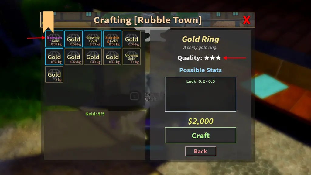 Все рецепты крафта в Prospecting (Проспект) Roblox