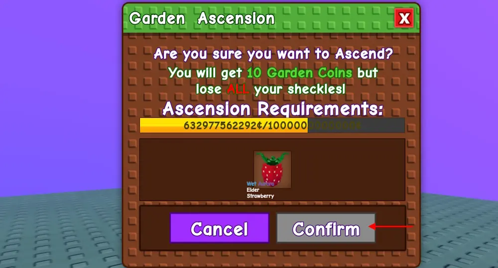 Вознесение в Grow a Garden для получения Садовых Монет