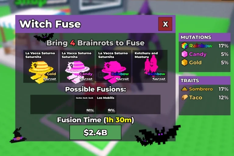 Как использовать Witch Fuse (Ведьмино слияние) в Steal a Brainrot (Укради Брейнрот)