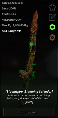 Как получить удочку Bloomspire в Fisch (Фиш): характеристики и лучшие чары