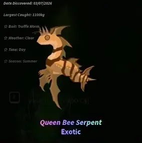 Как поймать Королеву пчело-змей (Queen Bee Serpent) в Fisch (Фиш)