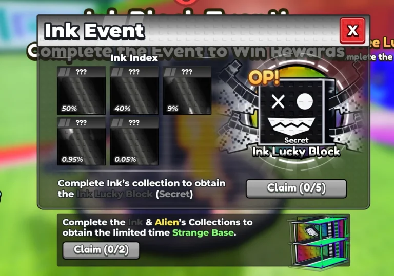Гайд по ивенту Ink в Be a Lucky Block (Будь счастливым блоком)